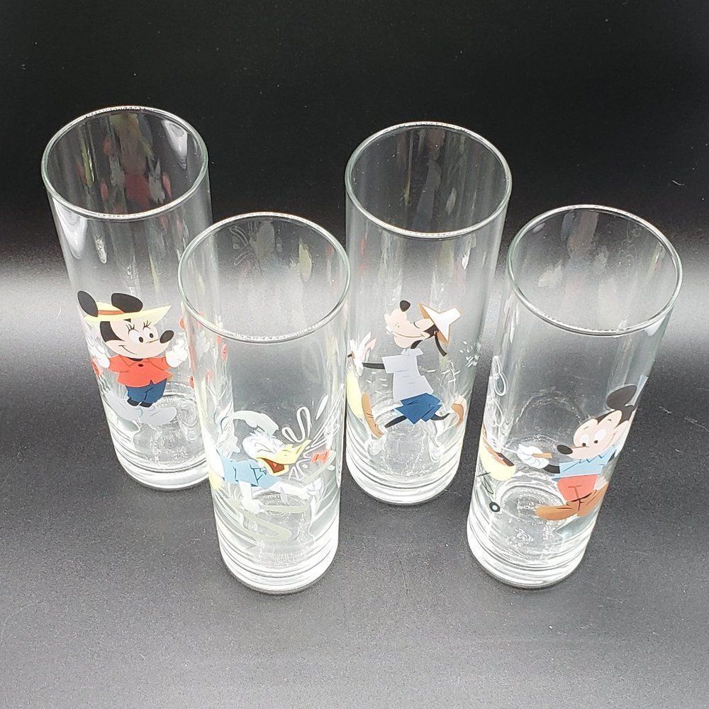 Disney Set of 4 Vintage Mickey Mouse & Friends Gardening BBQ Iced Tea Glasses - Picture 7 of 12